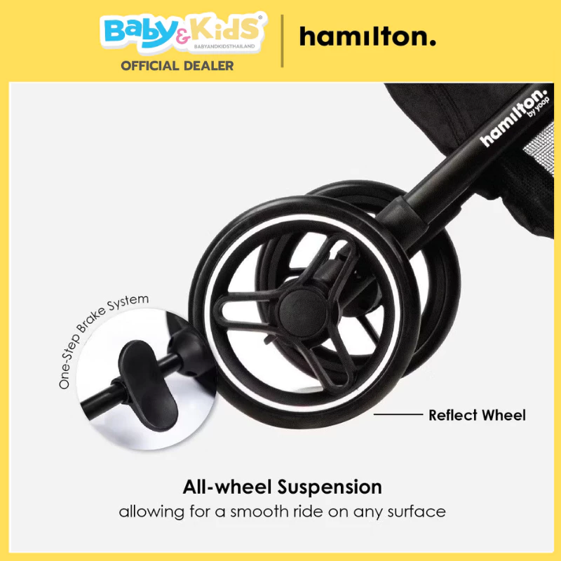 Hamilton รถเข็นเด็ก รุ่น T1 แรกเกิด-4 ขวบ ระบบพับอัตโนมัติ Magicfold – พับและกางได้ด้วยมือเดียว Black