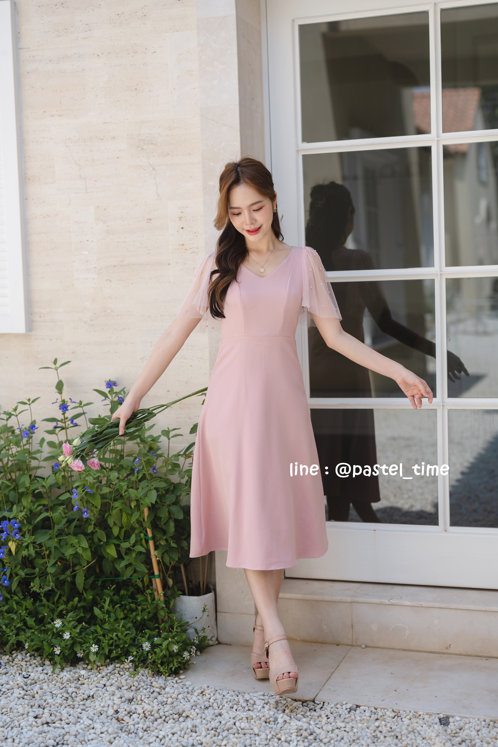 Dear Darling Midi Dress - สีชมพู