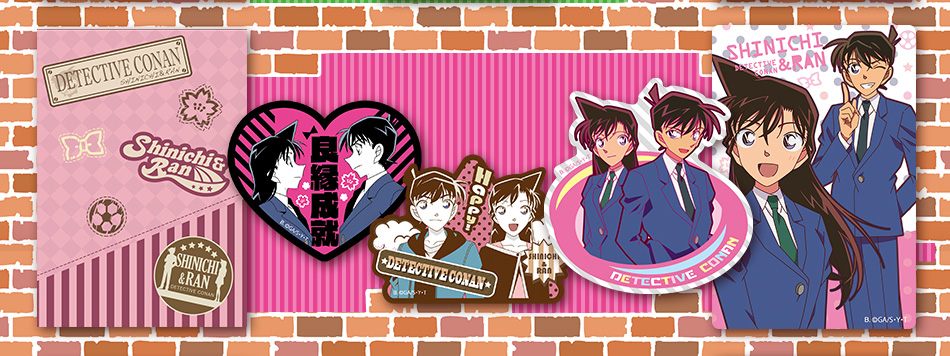Detective Conan Sticker แบบ Shinichi & Ran เป็นสติกเกอร์พร้อมซองกระดาษใส่ ขนาด 6 x 9 ซม. มี 4 แบบในซอง