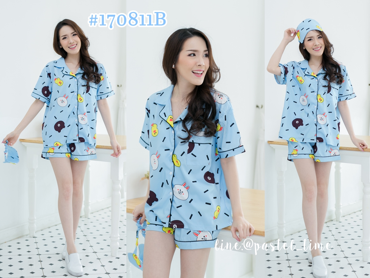 Cony & Brown Friends Pajamas Set เซทชุดนอน : สีฟ้า