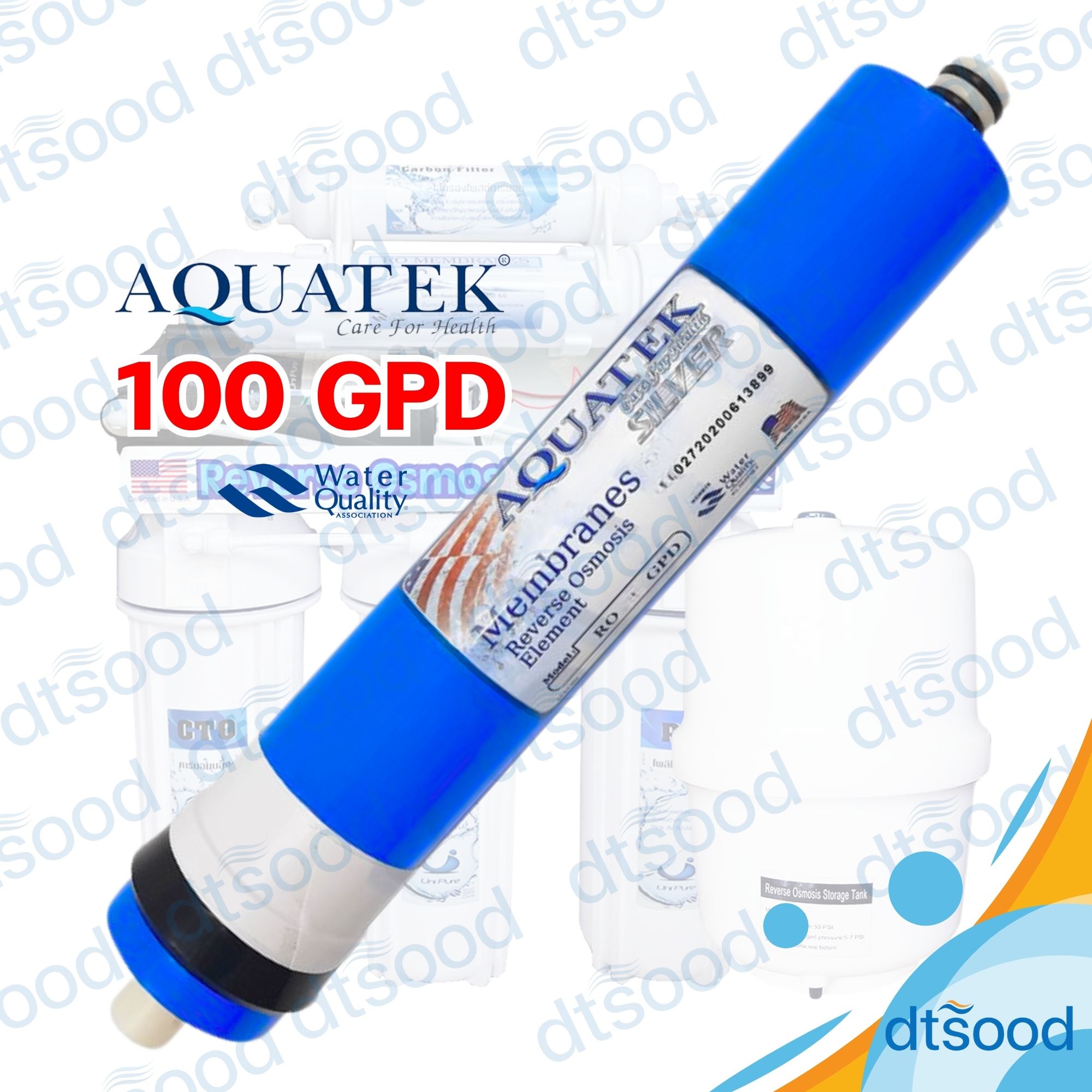 ไส้กรองน้ำ RO Membrane ขนาด 100 GPD ยี่ห้อ Aquatek กรองละเอียด 0.0001 ไมครอน