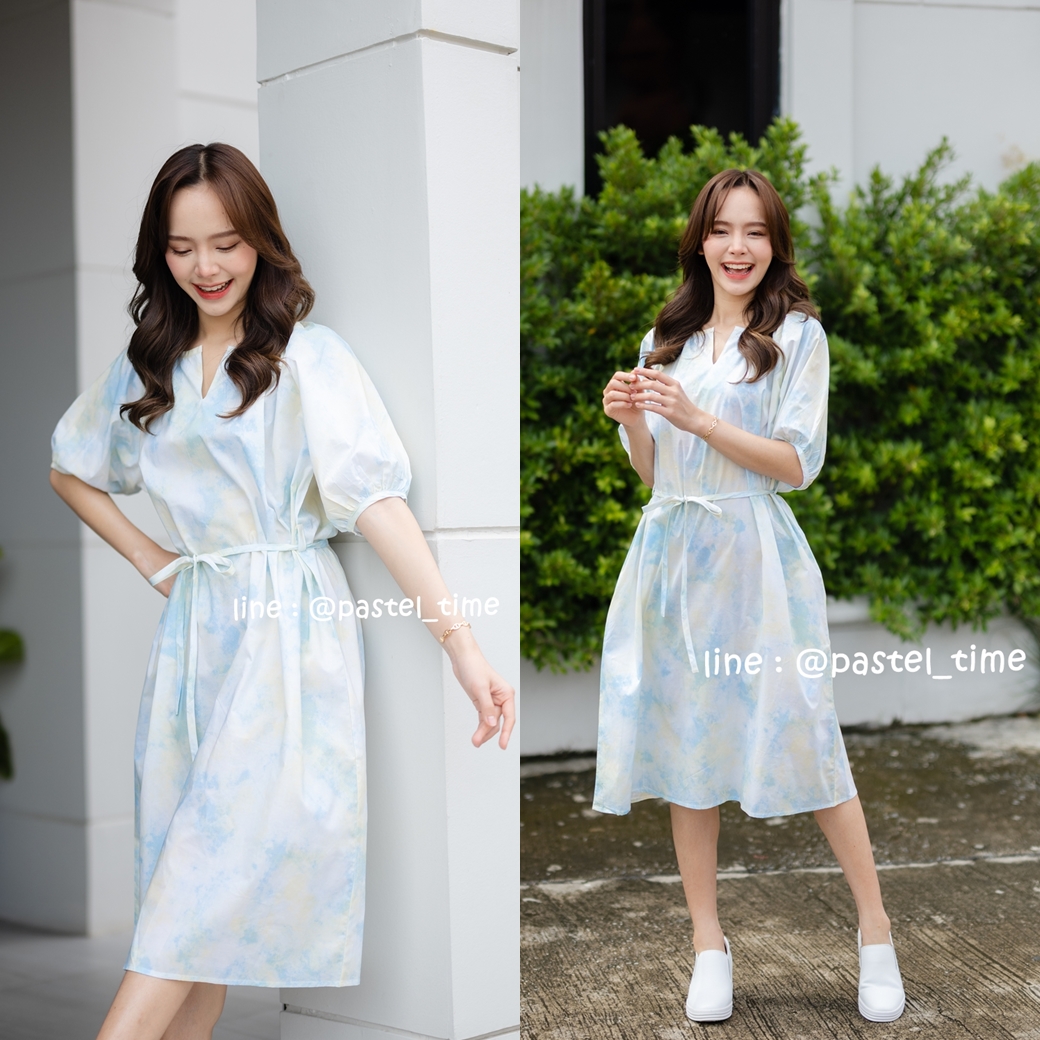 Pastel Oversized Dress เดรสพาสเทลโทนสีฟ้า