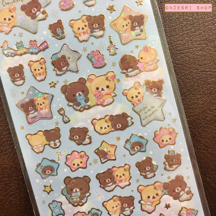 สติกเกอร์ลาย Rilakkuma Fluffy Angel Collection Sticker แบบสีฟ้า ขนาด 20 x 7 ซม.