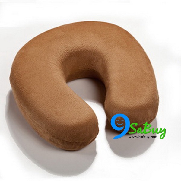 พร้อมส่ง หมอนรองคอ หมอนเดินทาง รูปตัว U memory foam สีน้ำตาล