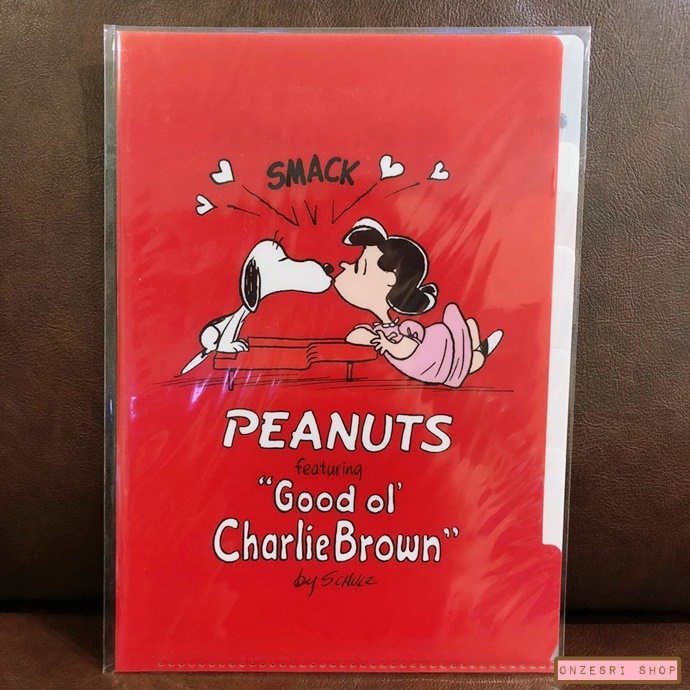 แฟ้ม A4 Snoopy & Lucy สีแดงขาว แยกใส่เอกสารได้ 5 ช่อง