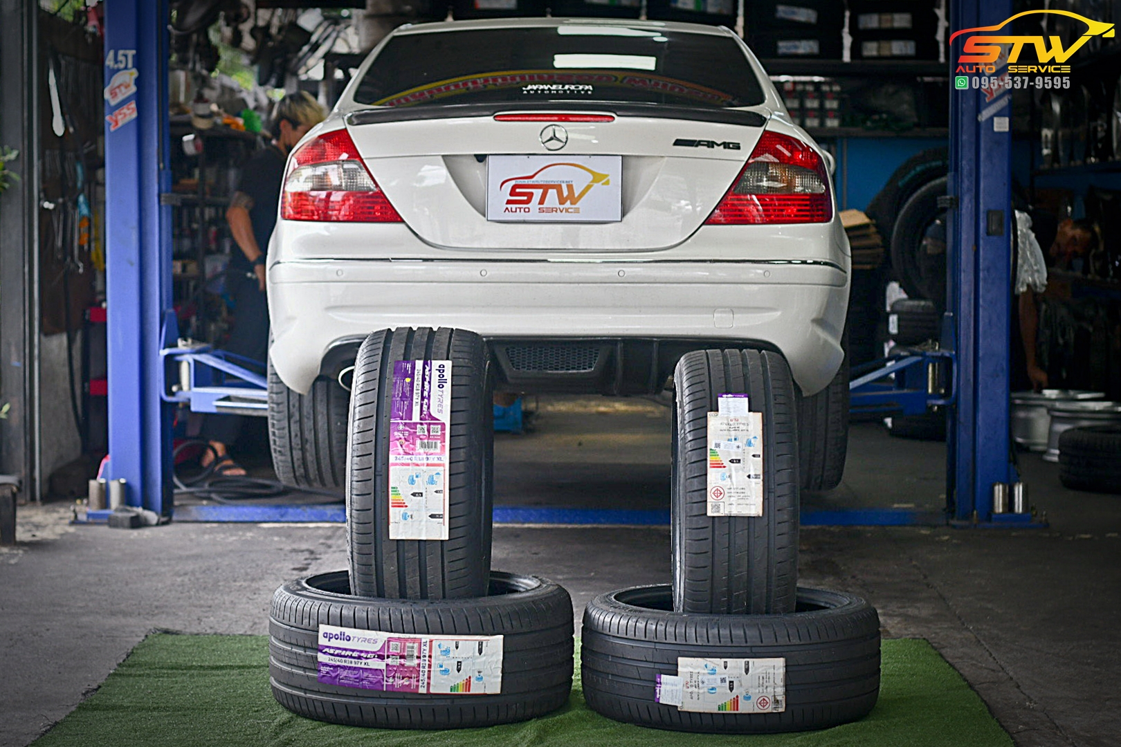 เปลี่ยนยาง Mercedes Benz C-Class C180 APOLLO Aspire 4G F 225/40R18 92Y R 245/40R18 97Y