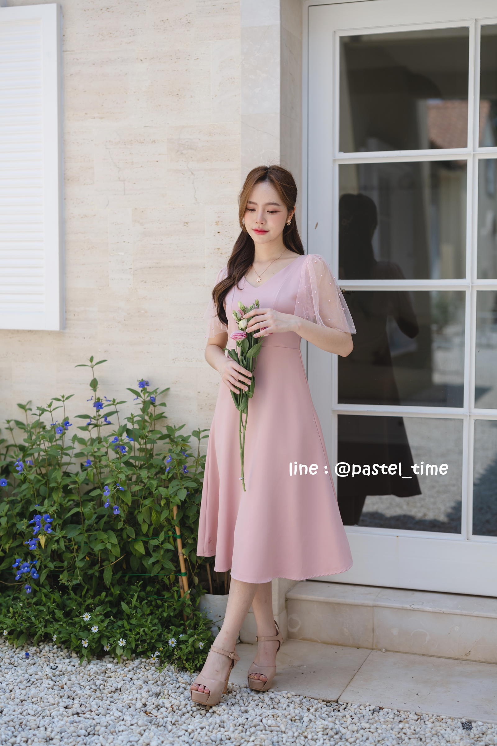 Dear Darling Midi Dress - สีชมพู
