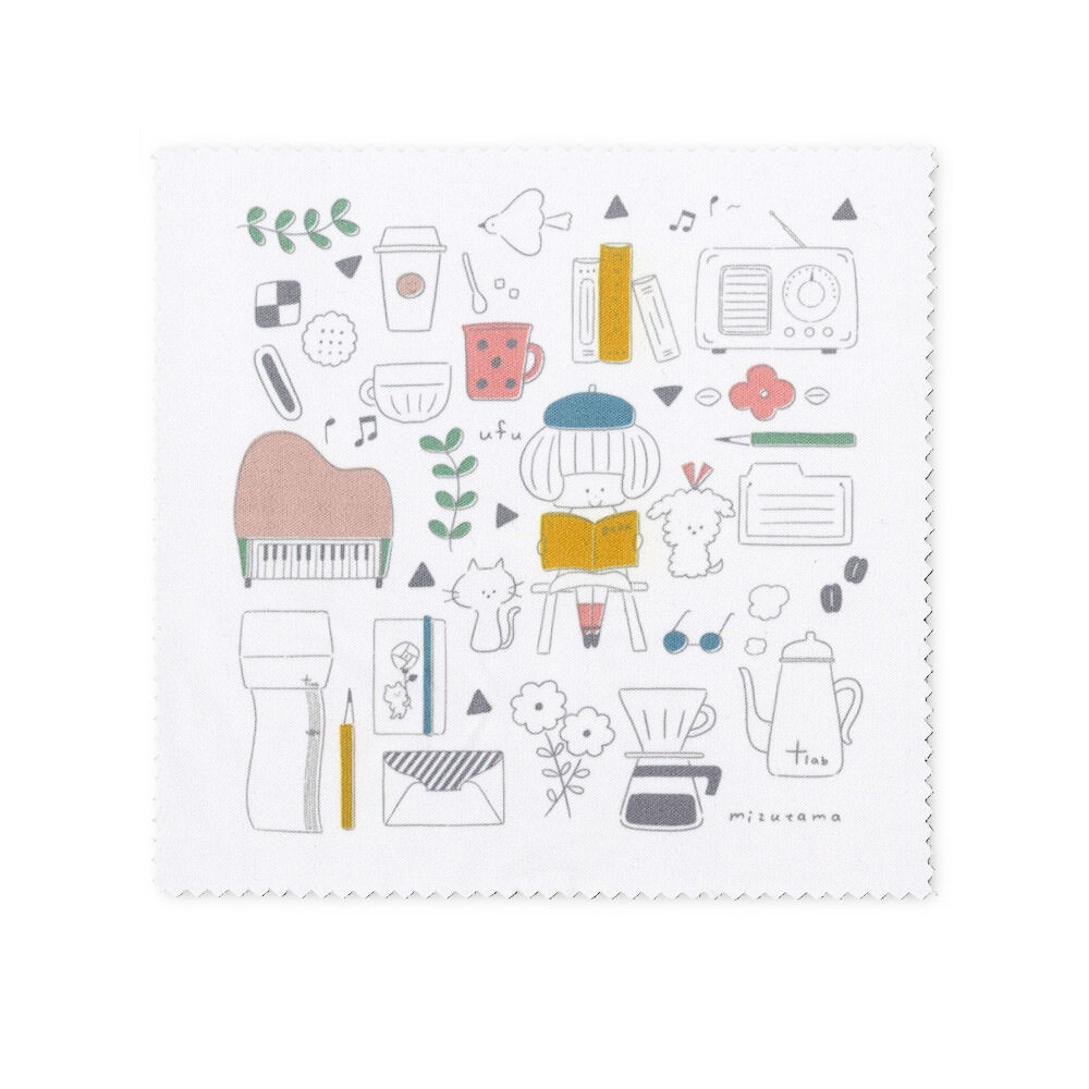 ผ้าเช็ดแว่น/เลนส์/หน้าจอ + lab x mizutama Cleaning Cloth (Limited) สีขาว ขนาด 15 x 15 ซม.