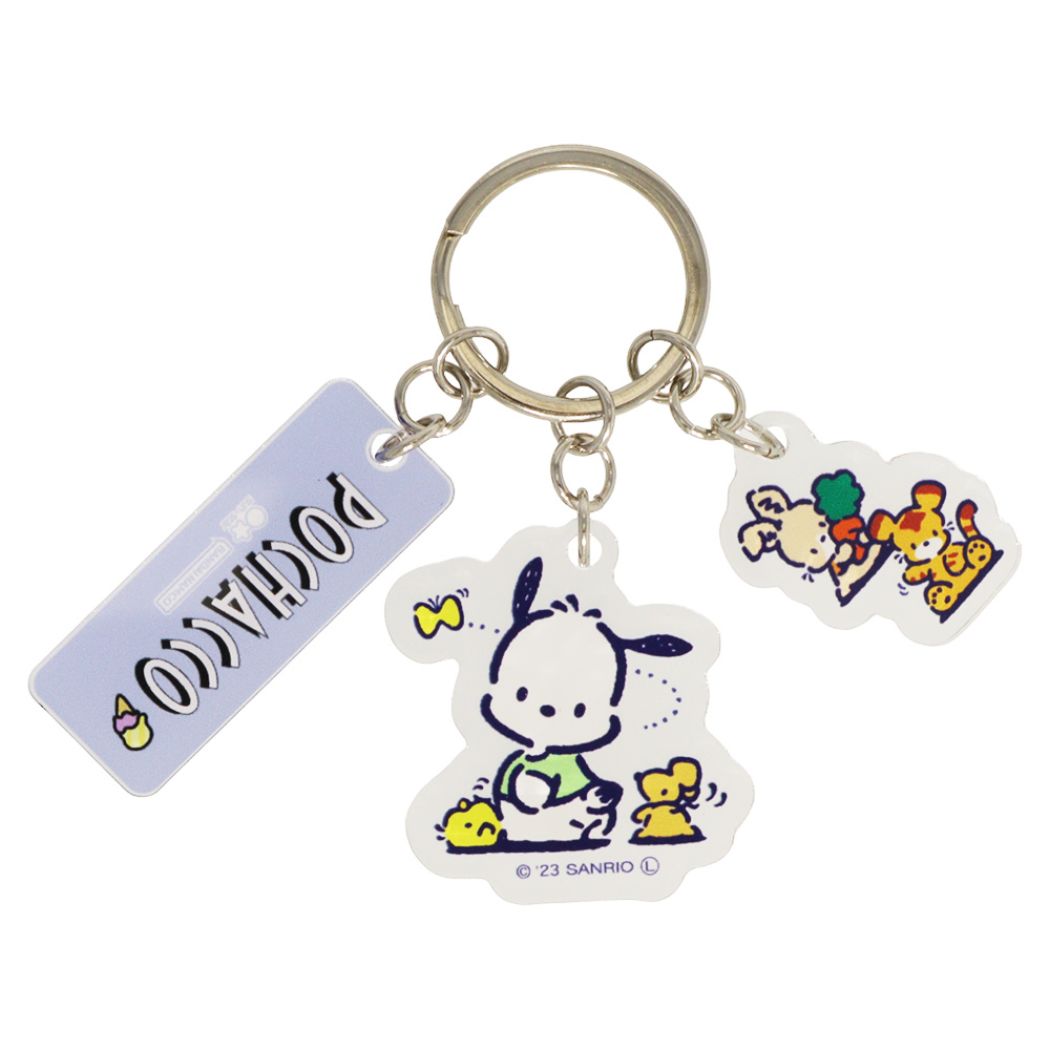 พวงกุญแจอะคริลิค Sanrio Characters Retro Collection ตัวห้อย 3 ตัว แบบ Pochacco ขนาดตัวละประมาณ 5.4 x 4.5 x 0.3 ซม.