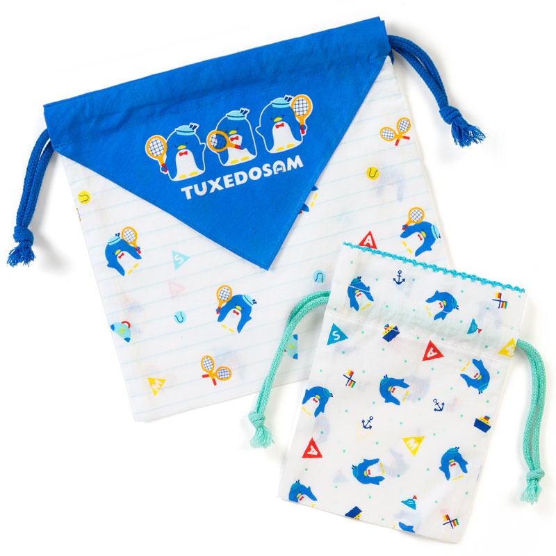 เซ็ตกระเป๋าผ้ารูดเชือก ลาย Tuxedo Sam Tennis มี 2 ใบในเซ็ต ขนาด 23 x 0.2 x 20 ซม. / 12.5 x 0.2 x 16 ซม.