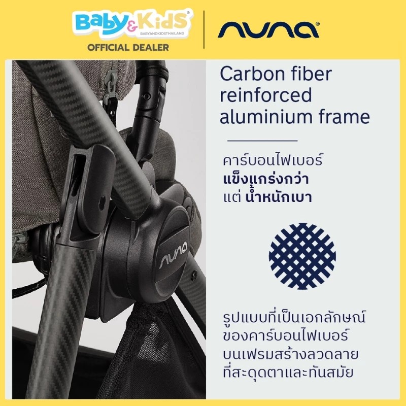 Nuna Swiv รถเข็นเด็ก รถเข็น 2 ทิศทาง ล้อหมุน 360° ทั้ง 4 ล้อ โครงอลูมิเนียมเสริมคาร์บอนไฟเบอร์ สี Biscotti