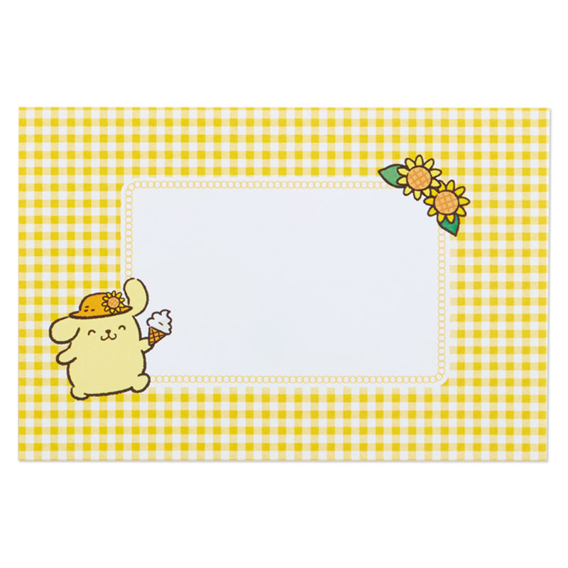 Fan Card from Sanrio Japan พัดกระดาษลาย Pompompurin พร้อมซอง มีกระดาษโน้ต สามารถเขียนข้อความได้ ขนาด 17 x 11.5 ซม.