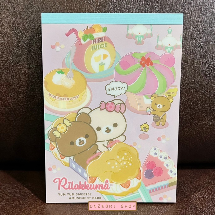 สมุดฉีก Rilakkuma Yum Yum Sweets? Amusement Park แบบสีชมพู ขนาด 14.8 x 10.5 ซม. มี 4 ลาย รวม 100 แผ่น
