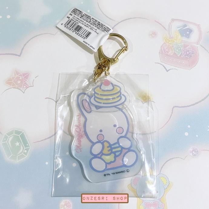 พวงกุญแจอะคริลิคแบบห่วงใหญ่จาก Sanrio ลาย Cheery Chums & Pancake เป็นตัวห้อยใหญ่กับตัวห้อยเล็กด้านบน