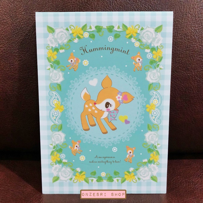 สมุดฉีกลายกวางน้อย Hummingmint สีเขียว จาก Sanrio Japan ขนาด 10.4 x 14.5 ซม. มี 4 ลาย รวม 100 แผ่น