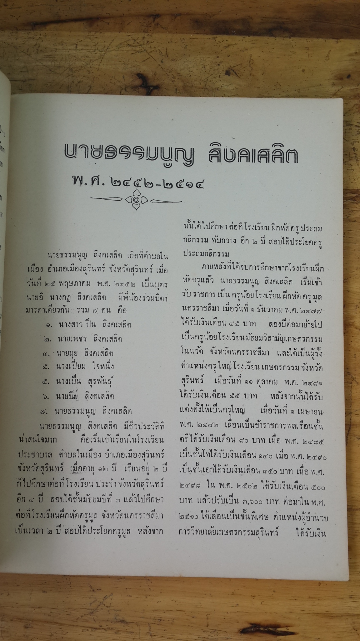 ระลึกถึง...อาจารย์ ธรรมนูญ สิงคเสลิต (มีตราห้องสมุด)