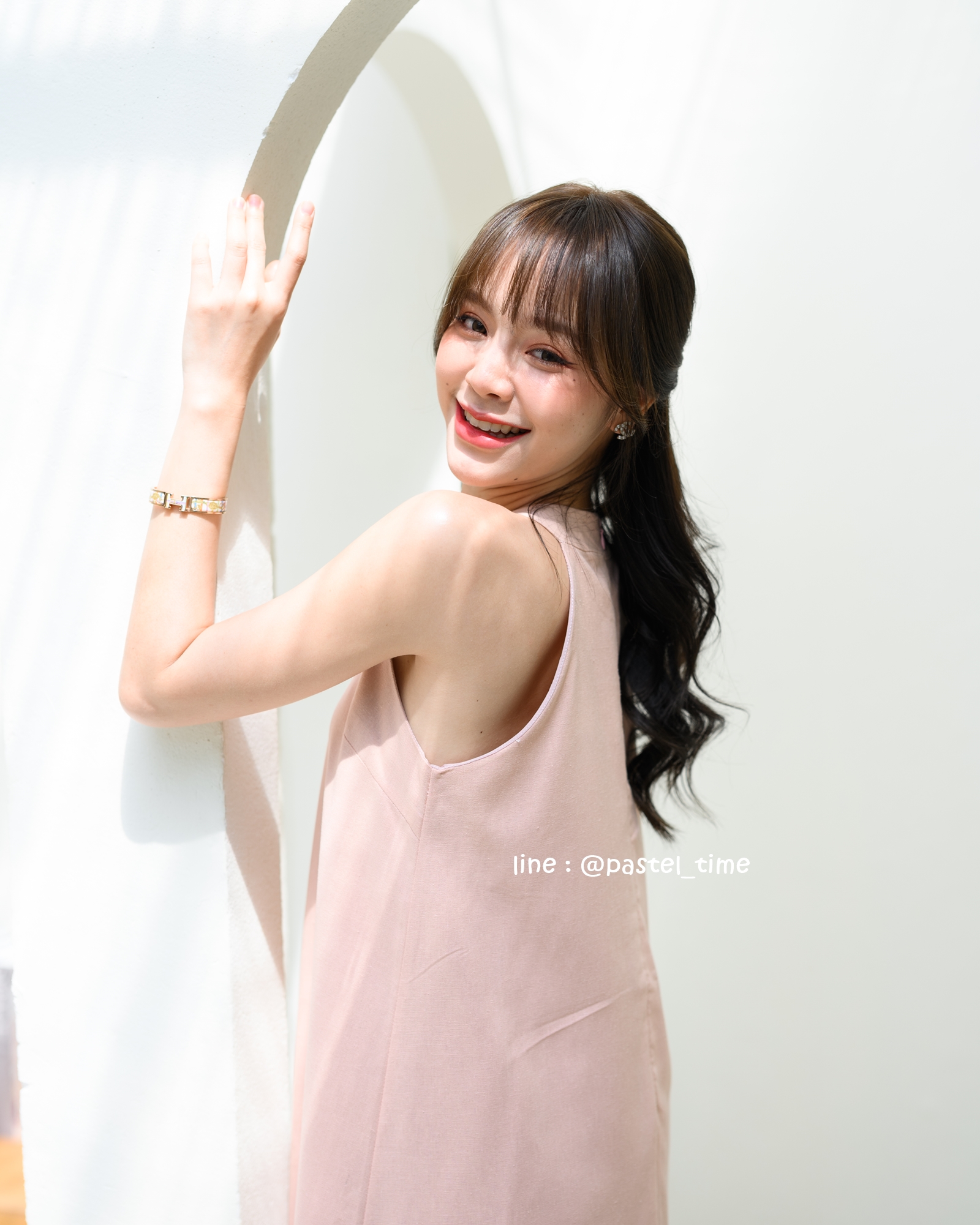 Clio Vest Linen Maxi dress - สีชมพู