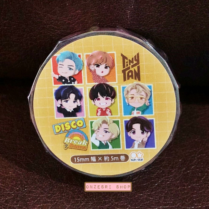 Masking Tape ลาย BTS TinyTan ของแท้จากญี่ปุ่น ลาย Dynamite (Face) ขนาด 1.5 ซม. x 5 ม.