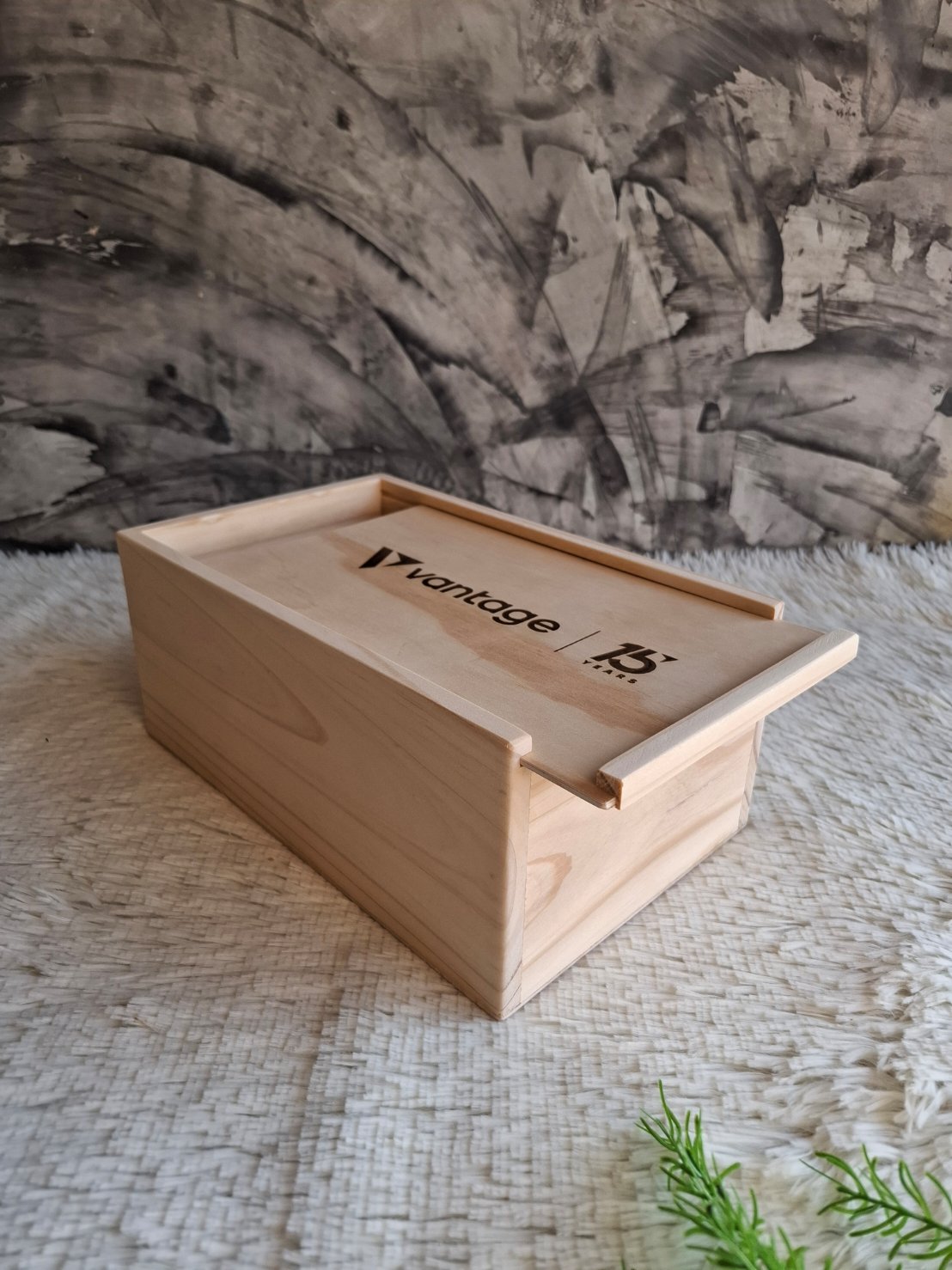 กล่องไม้ใส่แก้ว 2 ใบ