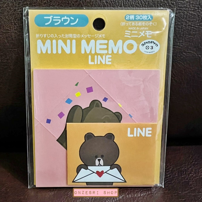 เซ็ตกระดาษจดหมายแบบมินิ LINE FRIENDS Mini Memo Vol.2 ลายหมี Brown ชมพูส้ม กระดาษพับเป็นซองได้ มี 2 ลาย รวม 30 แผ่น พร้อมสติกเกอร์ 30 ดวง ขนาดแพ็คเกจ 9.3 x 12 ซม.