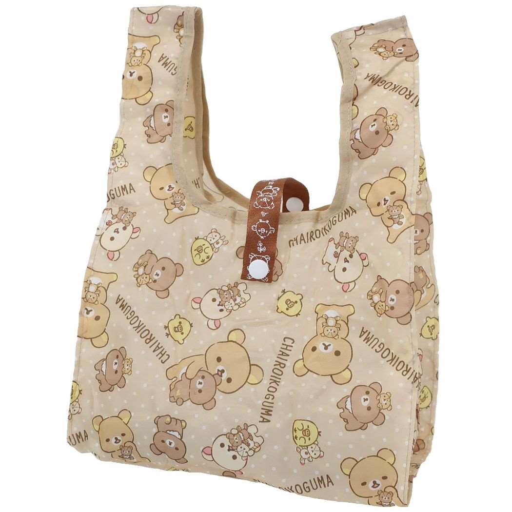 กระเป๋า Eco Bag - Petite Bag ลาย Rilakkuma สีน้ำตาล พับได้ พกพาสะดวก ขนาด 22 x 29 x 16.5 ซม.