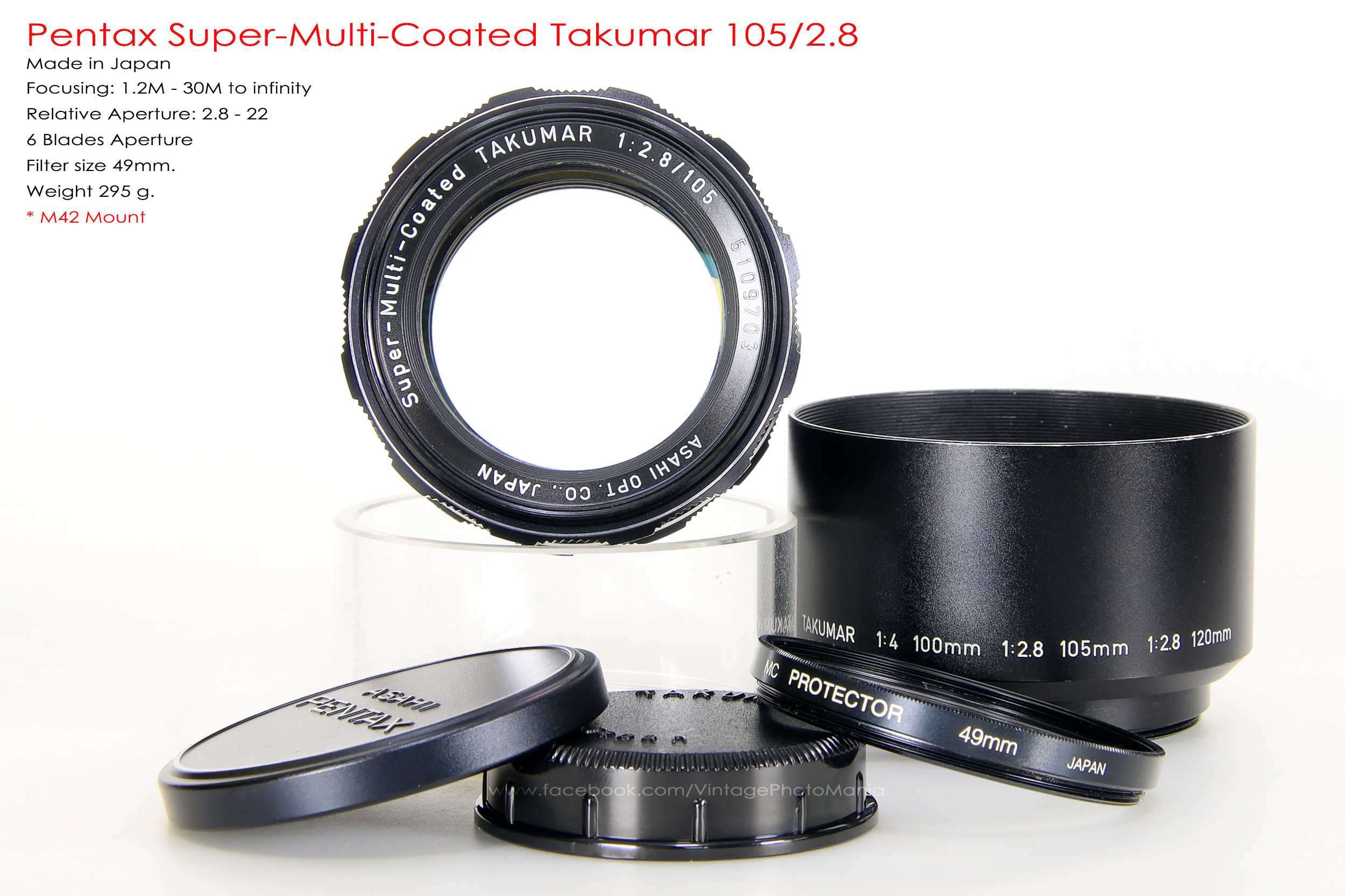 Pentax Super-Multi-Coated Takumar 105/2.8 *M42 Mount เลนส์พร