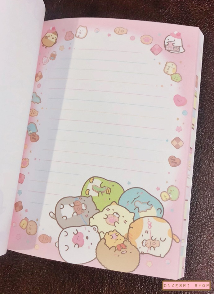 สมุดเล่มเล็ก ลาย Sumikko Gurashi Neko's Siblings and Sweet Shop แบบ Dinner ขนาด 14.8 x 10.5 x 1.3 ซม. มี 4 ลาย รวม 120 แผ่น
