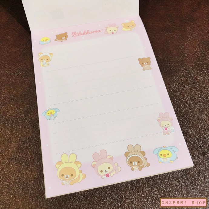 สมุดฉีก Rilakkuma Usa Usa Baby แบบลายสีเหลี่ยม ขนาด 14.8 x 10.5 ซม. มี 4 ลาย รวม 100 แผ่น