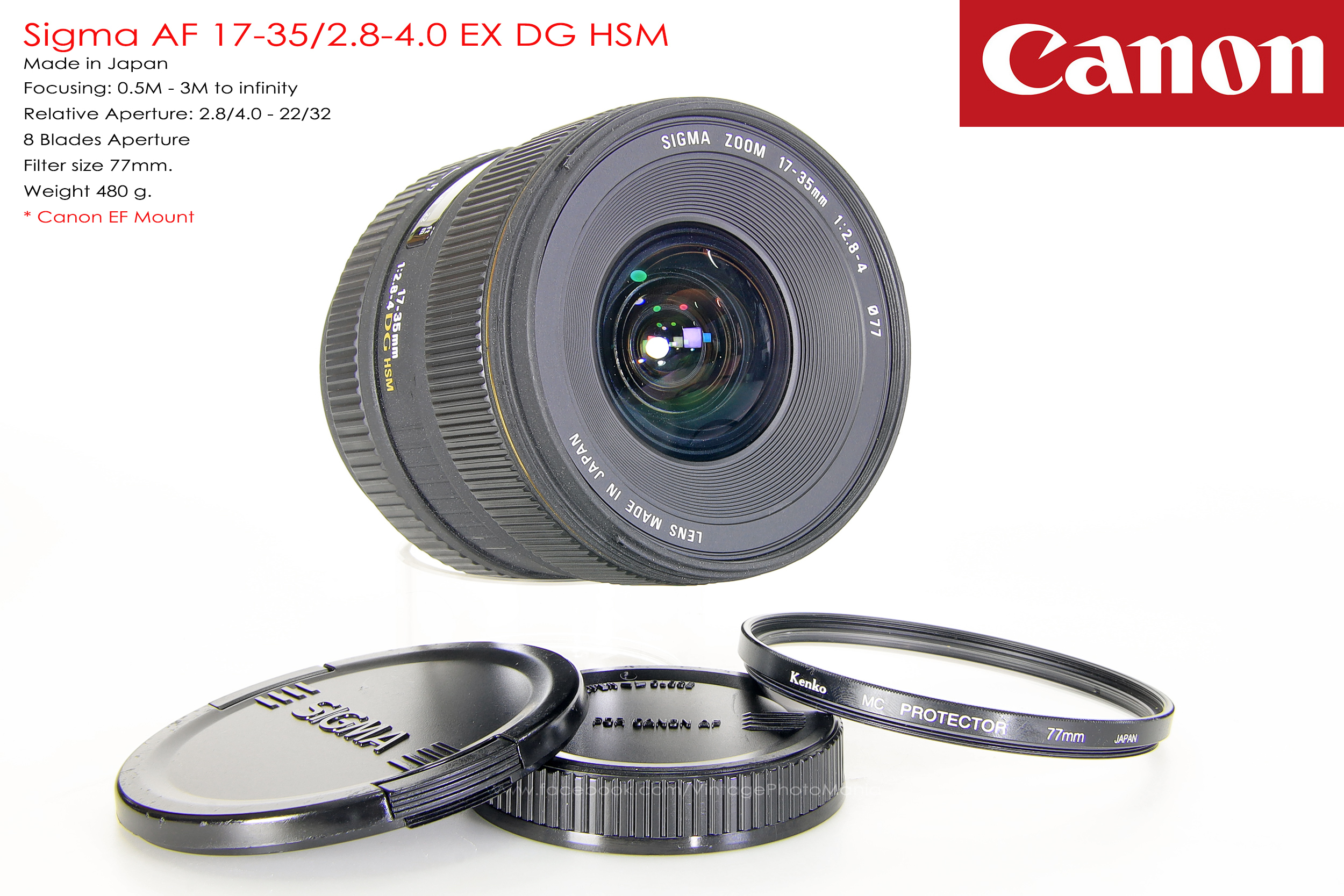 Sigma AF 17-35/2.8-4.0 EX DG HSM*Canon EF Mount เลนส์ไวด์ไวแสงรองรับกล้องฟูลเฟรม Canon