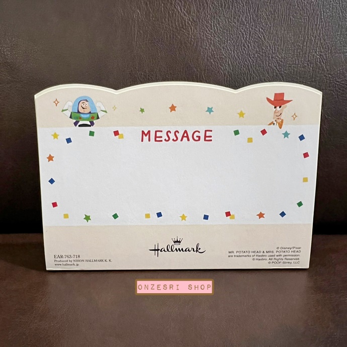 Disney Birthday Pop Up Card From Hallmark Japan การ์ดวันเกิดแบบป๊อปอัพ ลาย Toy Story ขนาด 15.4 x 10.8 ซม.