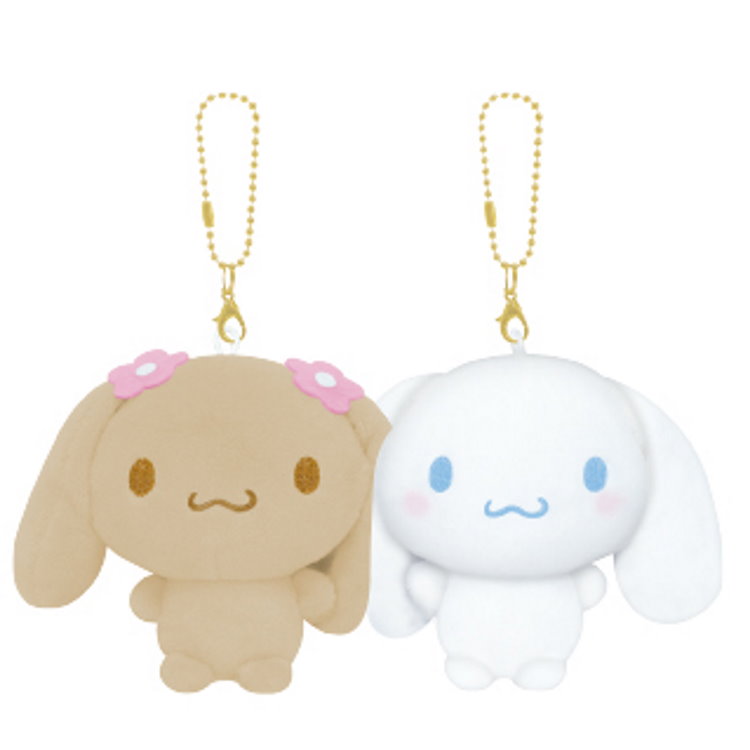 เซ็ตพวงกุญแจตุ๊กตา Sanrio Nikonui แบบ Cinnamoroll & Mocha ตรงแก้มมีแม่เหล็ก ดูดติดกันได้ ขนาด 18 x 15 x 5 ซม.