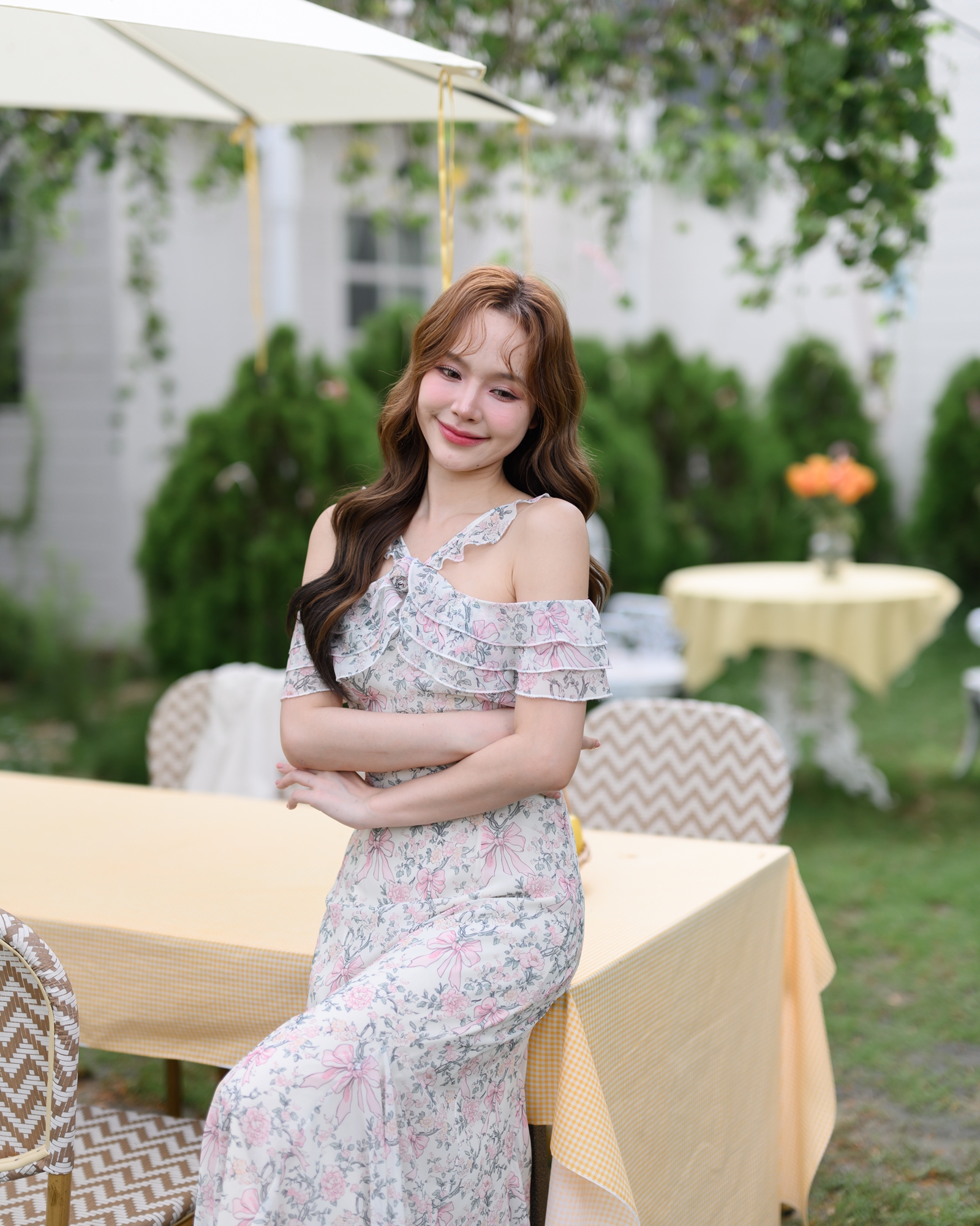 Coquette Bow Off-Shoulder Maxi Dress