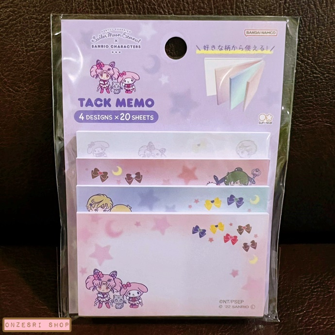 Tack Memo กระดาษโน้ตฉีก Sailor Moon Eternal x Sanrio Characters แบบสีม่วง ขนาด 8.5 x 11.5 x 0.8 ซม. มี 4 ลาย รวม 80 แผ่น