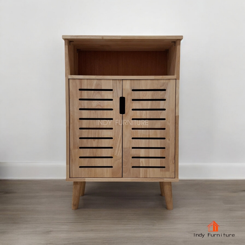 Indy Furniture ตู้อเนกประสงค์ ตู้วางรองเท้า ตู้เก็บผ้าพับ รุ่น Airflow สีธรรมชาติ