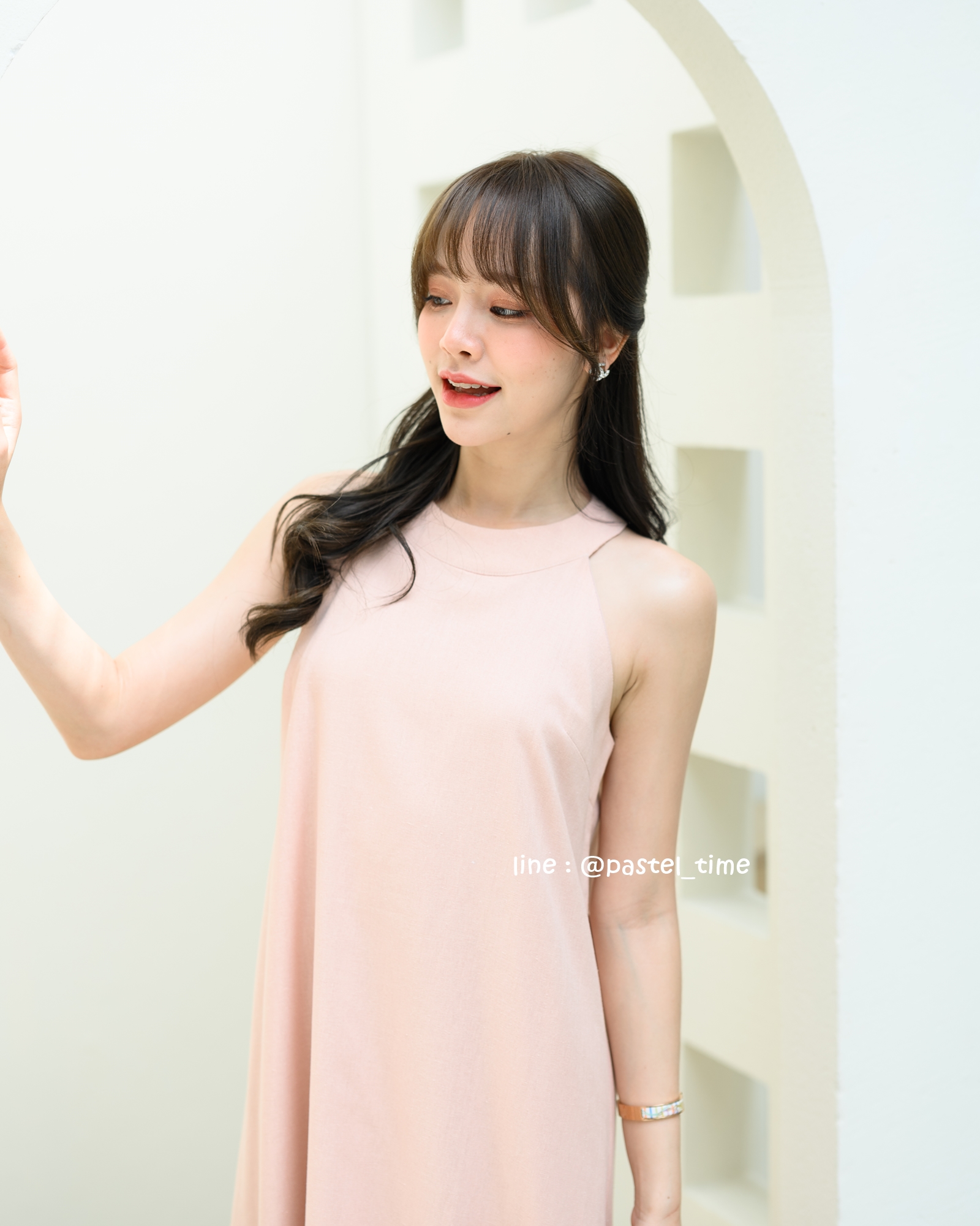 Clio Vest Linen Maxi dress - สีชมพู