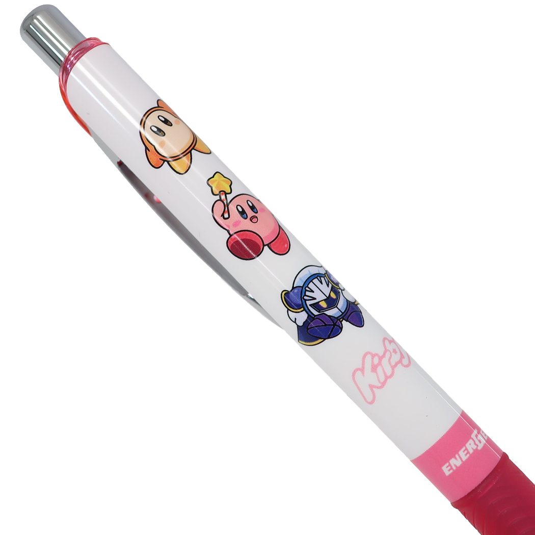 ปากกา Pentel Energel จากญี่ปุ่น ลาย Kirby สีขาวชมพู หัว 0.5 หมึกสีดำ
