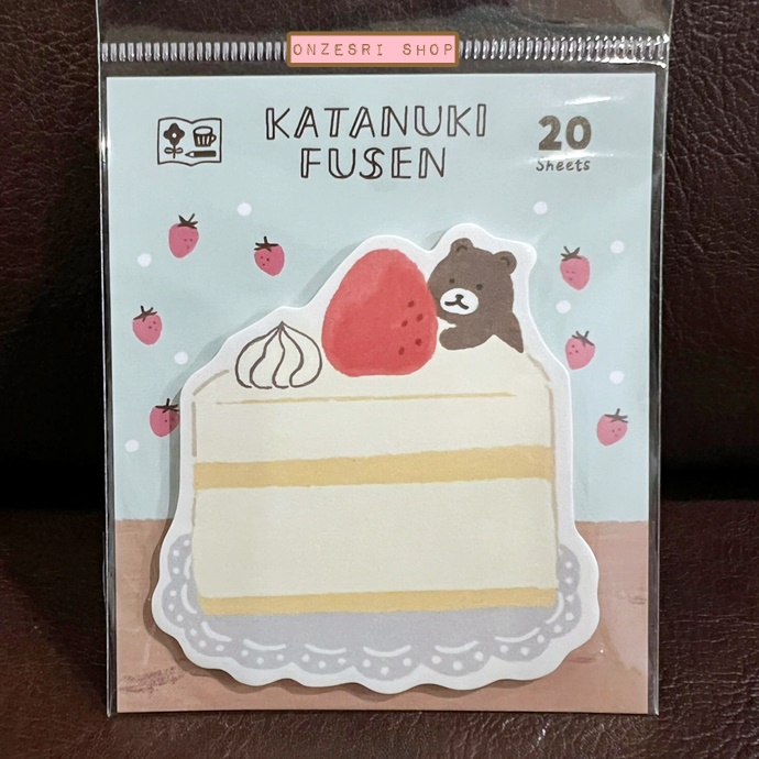 กระดาษโน้ตมีกาว Furukawa Paper Works Katanuki Fusen จากญี่ปุ่น ลายเค้ก ขนาดกระดาษ ประมาณ 7 x 7 ซม. มี 20 แผ่น