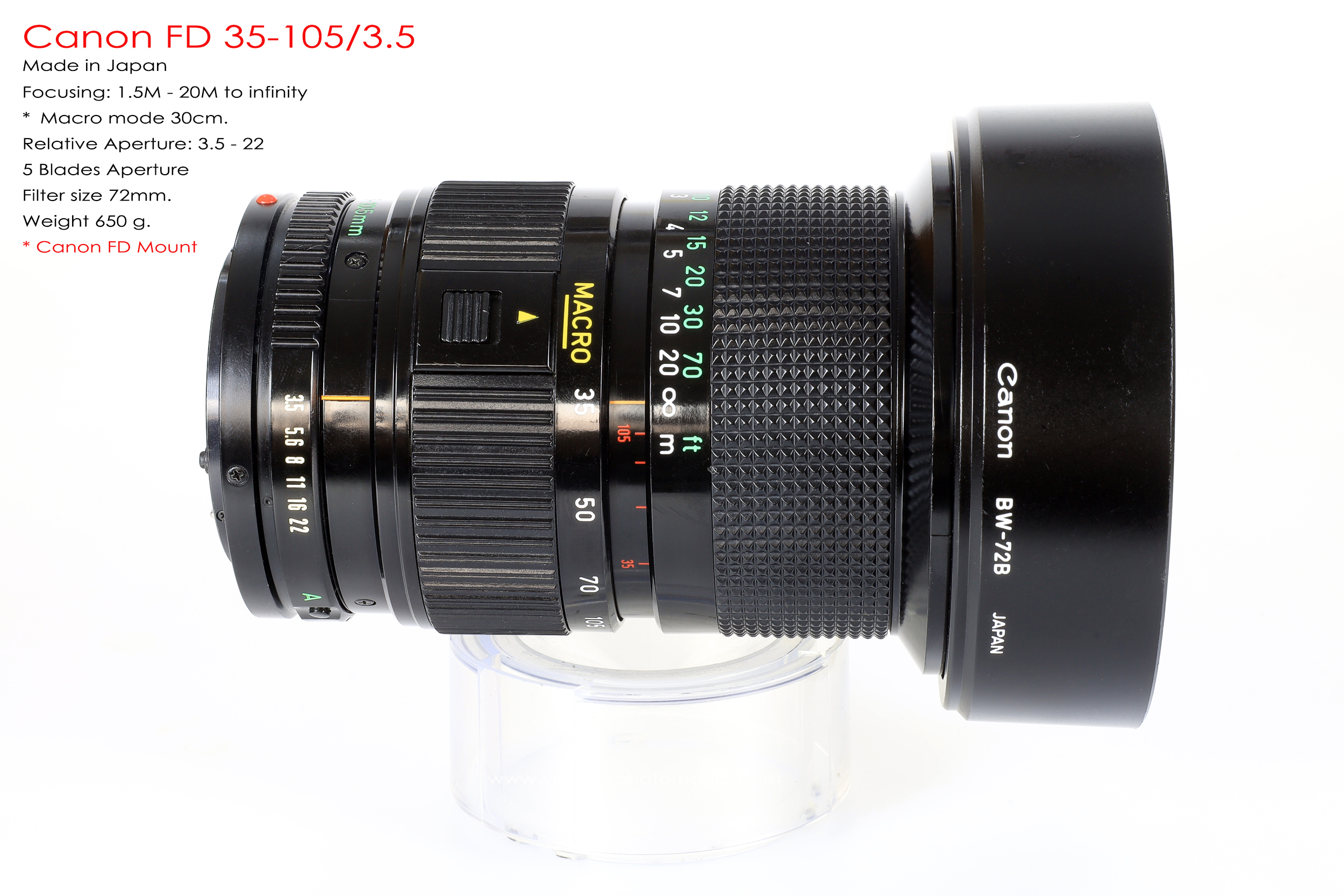 Canon FD 35-105/3.5 *FD Mount เลนส์อเนกประสงค์เอฟกว้างคุณภาพดี