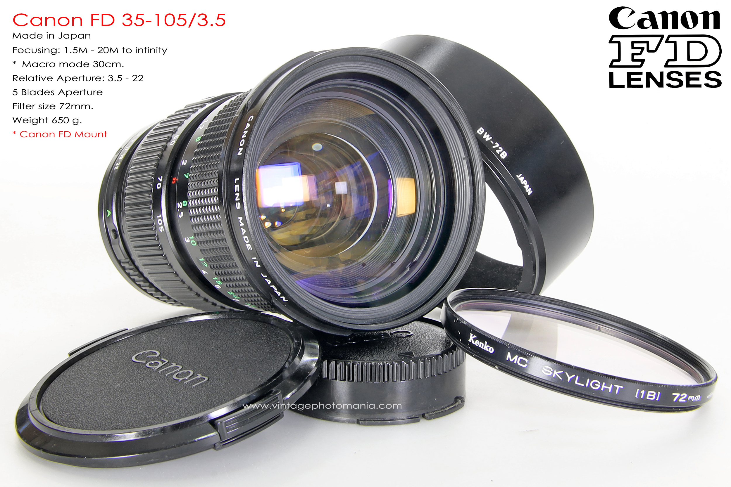 Canon FD 35-105/3.5 *FD Mount เลนส์อเนกประสงค์ไวแสงเอฟไม่ไหล