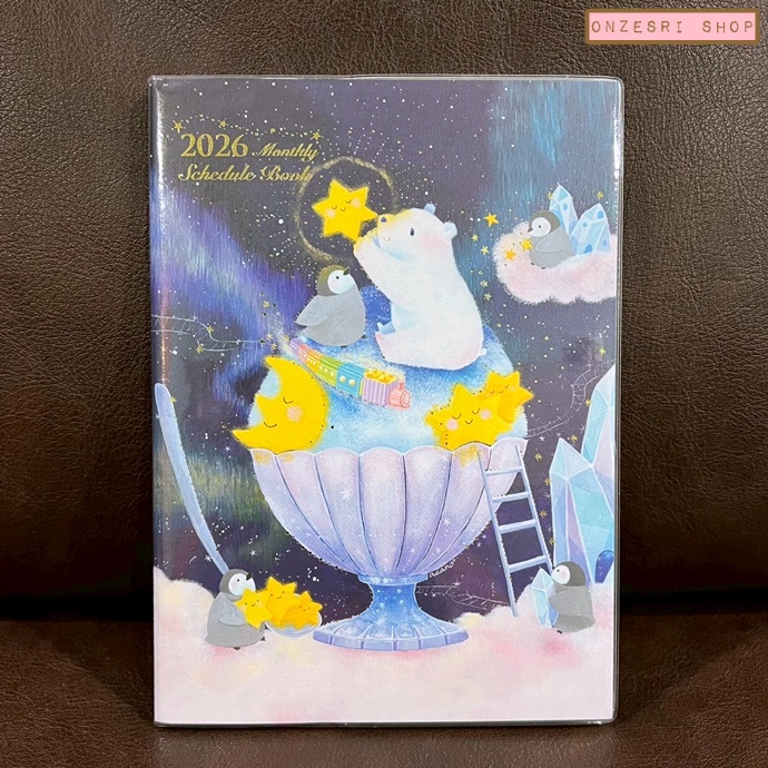 สมุด 2026 Schedule Book เล่มกลาง B6 ลาย Asano Yoshida - Bear & Penguin ขนาด 12.8 x 18.4 ซม. (80 หน้า) มีให้จดตั้งแต่เดือน 10/2025 - 12/2026 เป็นปฎิทินแบบ monthly