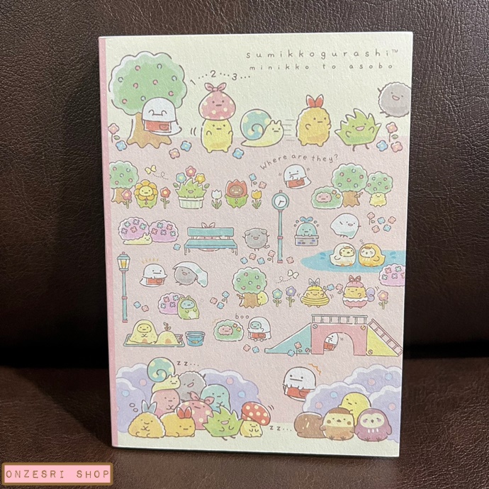 สมุดเล่มเล็ก Sumikko Gurashi Minikko to Asobo แบบสีขาวชมพู ขนาด 14.8 x 10.5 x 1.3 ซม. มี 4 ลาย รวม 120 แผ่น