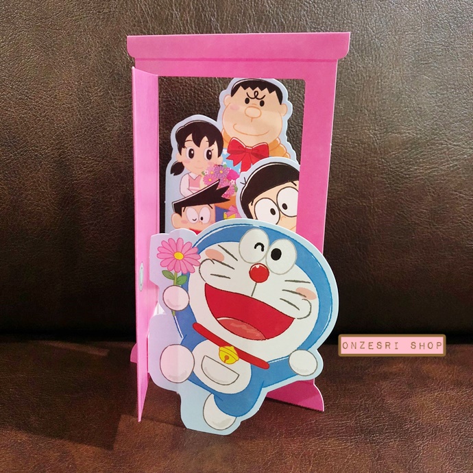 Doraemon Pop Up Birthday Card From Japan การ์ดอวยพรวันเกิดลายประตูไปที่ไหนก็ได้ Doraemon กับผองเพื่อน เขียนด้านหลังได้ มาพร้อมซอง ขนาด 13 x 15.8 ซม.