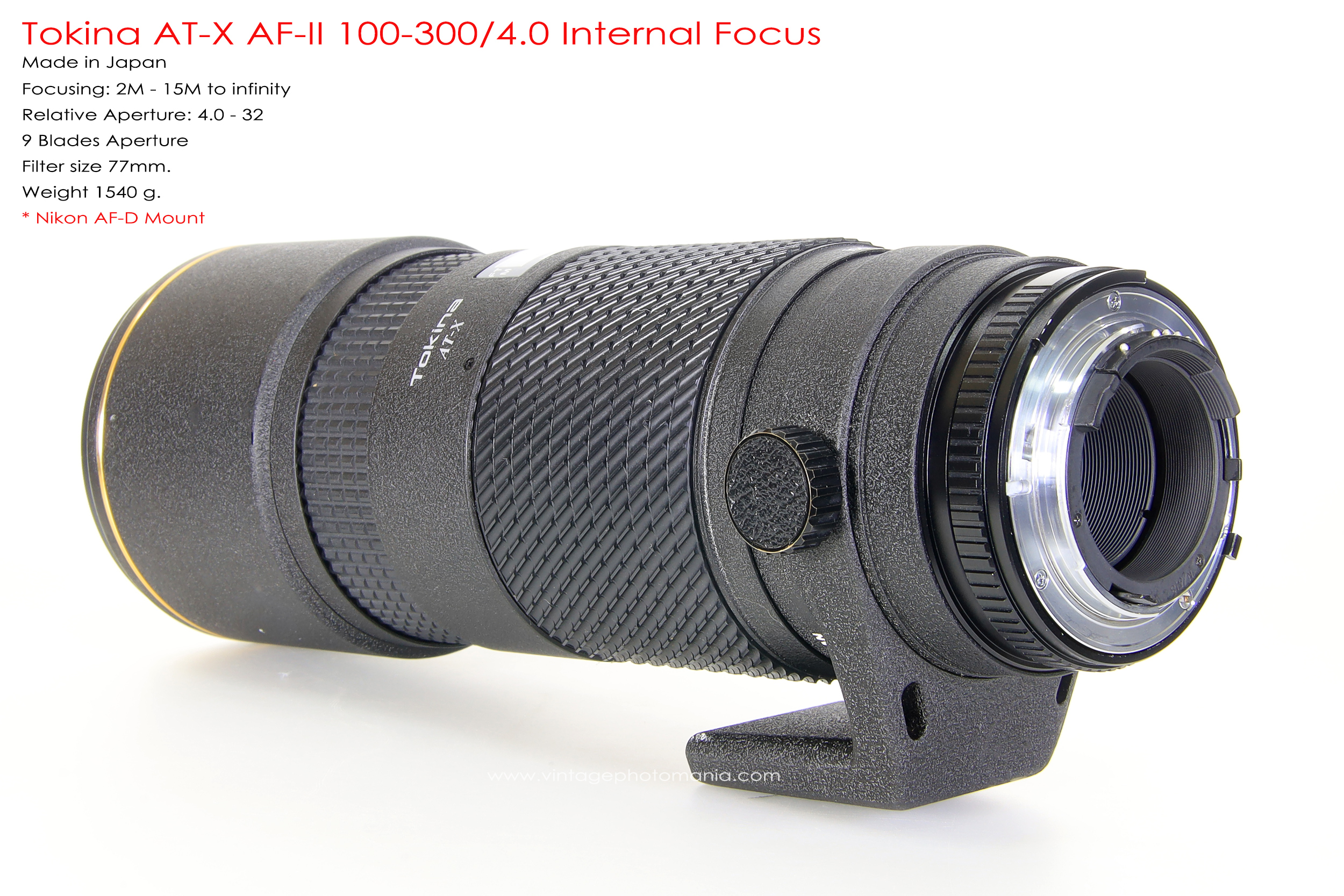 Tokina AT-X AFII 100-300/4.0 Internal Focus *Nikon AF-D Mount เลนส์ซูมซูเปอร์เทเลสายถ่ายนกเอฟกว้าง