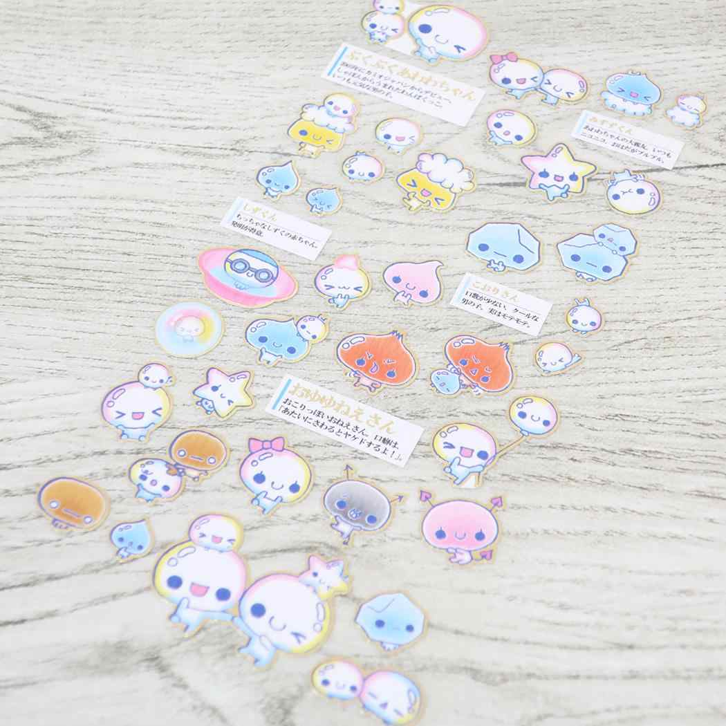 สติกเกอร์ Encyclopedia Sticker แบบ PukuPuku Awawa Chan ขนาด 20.5 x 9.5 x 0.1 ซม. เนื้อแบบกระดาษสาญี่ปุ่น