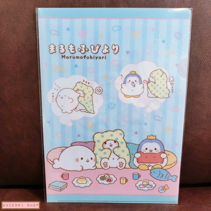แฟ้ม A4 Marumofubiyori หมีผ้าห่มจาก Sanrio ลายสีฟ้า