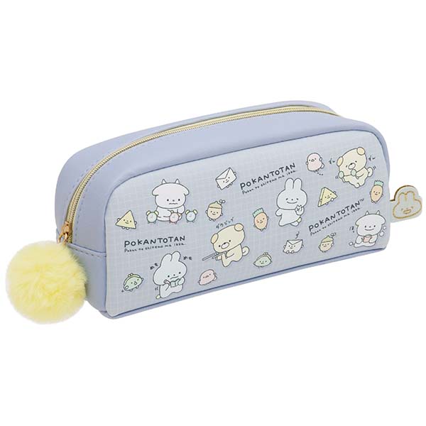 กระเป๋า Pokantotan Pen Case จาก San-X Japan Pen Case สีฟ้า แบบยาว ใส่เครื่องเขียนได้ ขนาด 7.5 x 18.5 x 6 ซม.