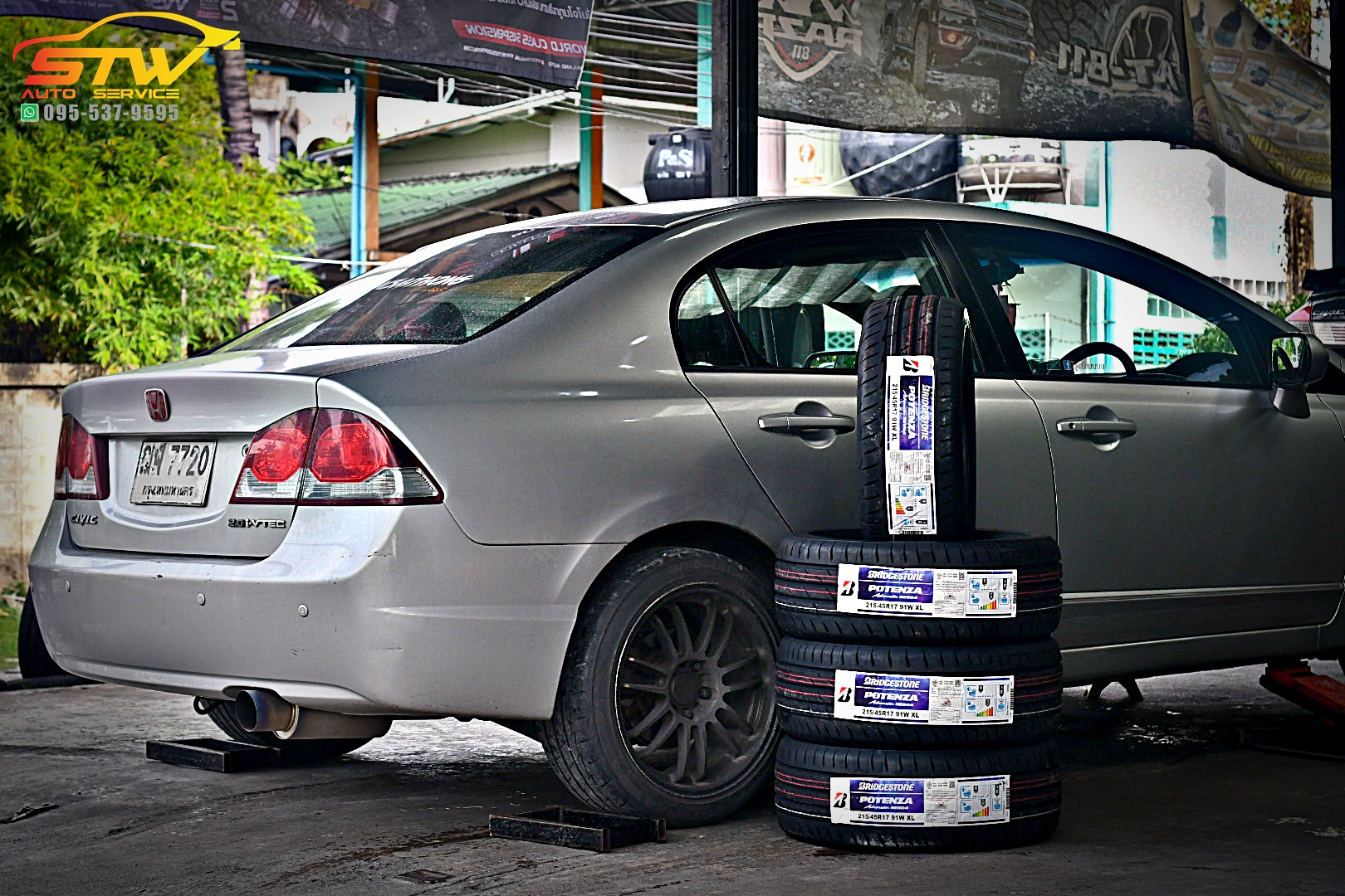 เปลี่ยนยาง HONDA CIVIC FD BRIDGESTONE POTENZA RE004 215/45R17 91W