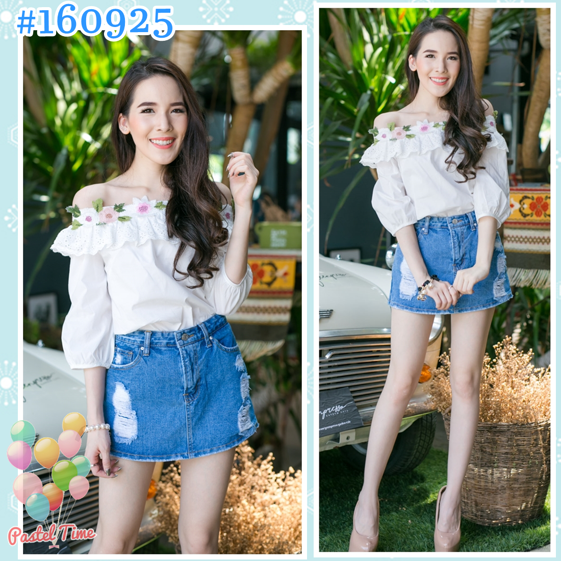 Sweet Blossom Open Shoulder Top (เฉพาะเสื้อ)