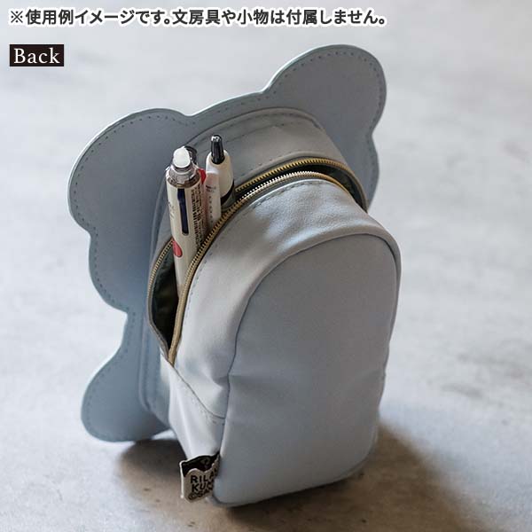 กระเป๋า Rilakkuma's Message Dicut Pouch สีขาว ด้านหลังใส่ของได้ เป็นหนัง PU ขนาด 18 x 13.5 x 6 ซม.