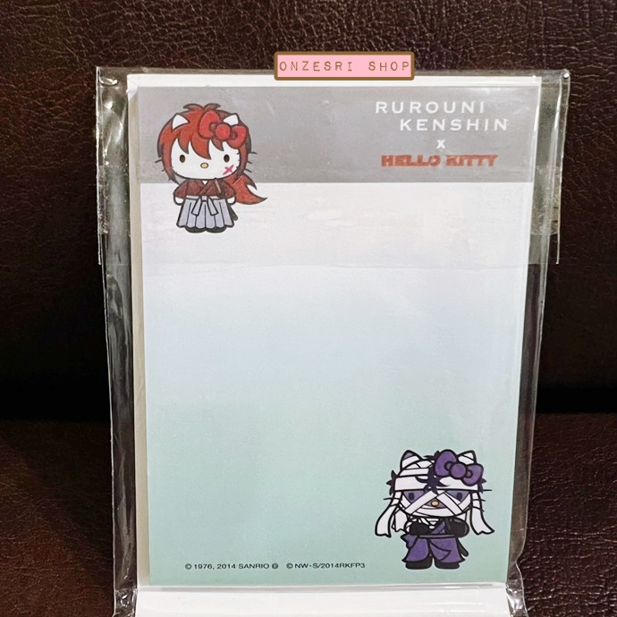 Post it / Sticky Note แบบเล่ม ลาย Rurouni Kenshin x Hello Kitty (Limited) ขนาด 10 x 7.4 x 0.8 ซม. กระดาษ 3 ลาย รวม 90 แผ่น